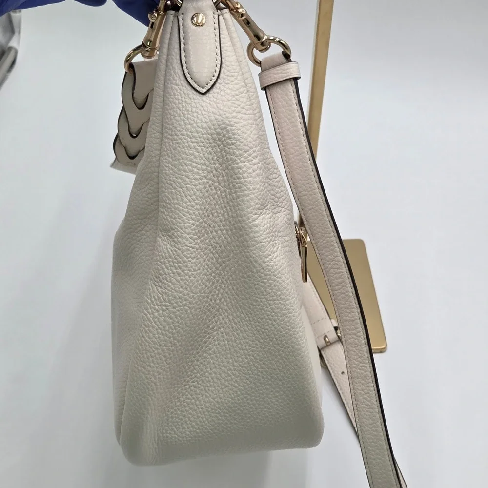 Coach Jules Hobo Bag White C9190 Pebbled Leather Shoulder Crossbody Purse